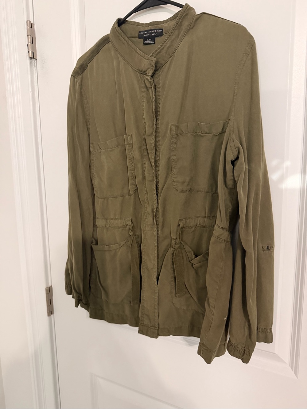 Social Standard-Lightweight Olive Utility Jacket for Women-XL